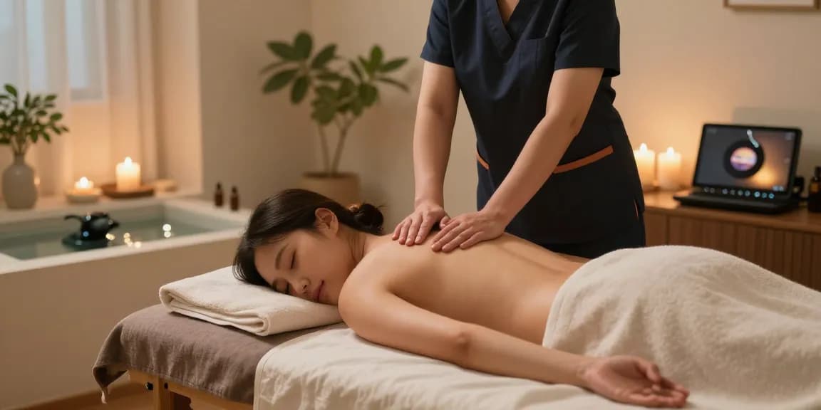 성남출장마사지와 편안한 분위기의 마사지 치료 장면