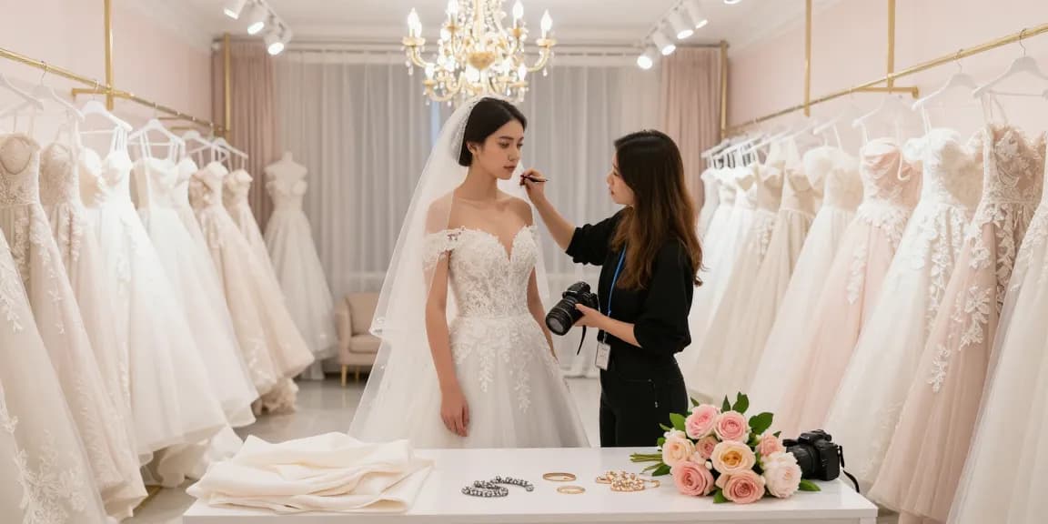 Bridal styling: consulenza di moda per spose in un elegante studio.