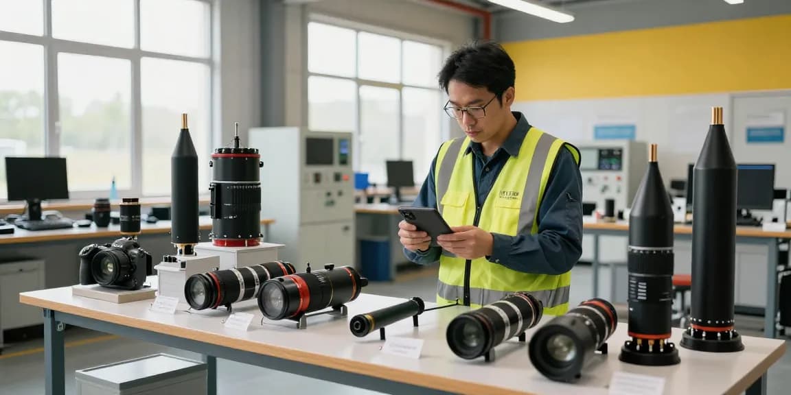 Engineer examining geophones and hydrophones in a professional workspace, showcasing innovative geophone technology.