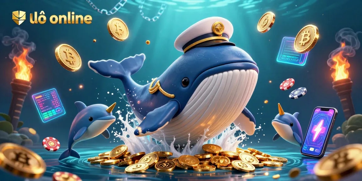 Engage in thrilling lô đề online experiences with playful dolphins and a majestic whale.