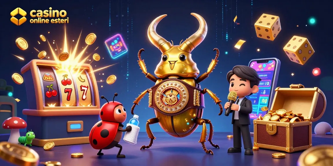 gioco d'azzardo dinamico in casino online esteri con un insetto gigante e un nonnetto