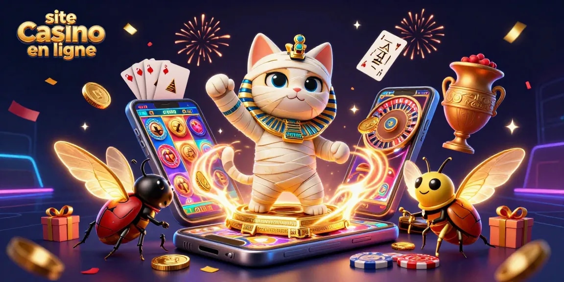 Profitez des jeux passionnants sur le site de casino en ligne avec un chat mummies et des éléments mystiques.