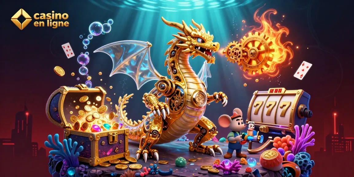 Gagnez au casino en ligne avec une scène animée de dragon et de trésors sous-marins