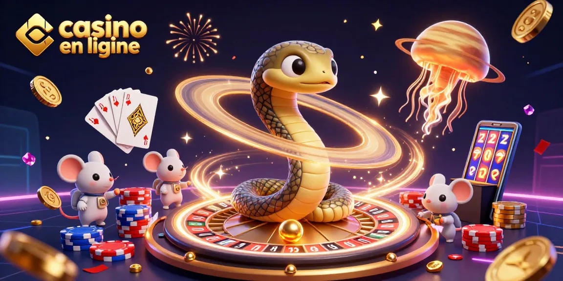 Placer des paris sur les segments de la roulette au casino en ligne avec un serpent sur Saturne.