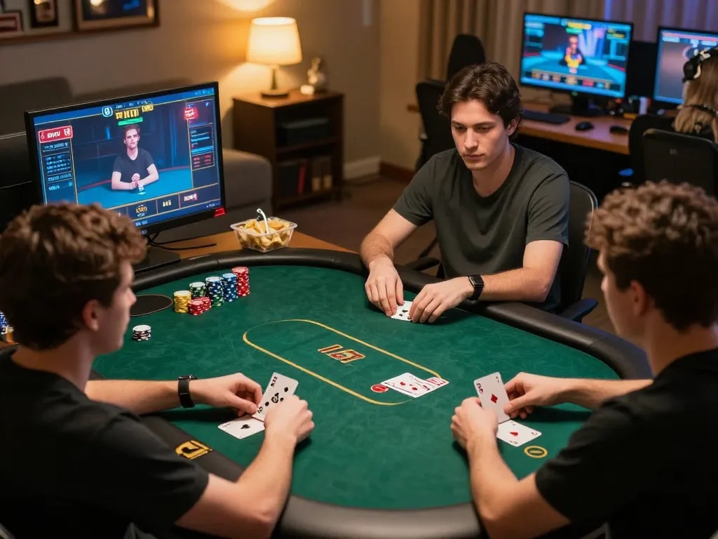 Pemain Bintangmpo membuat keputusan strategis selama permainan poker online yang mendebarkan.