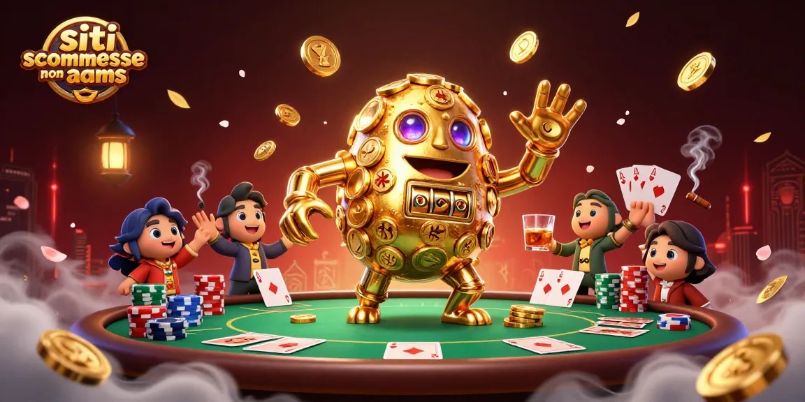 Scommetti nei siti scommesse non AAMS con il golem d'oro e tavolo da poker ricco di dettagli.