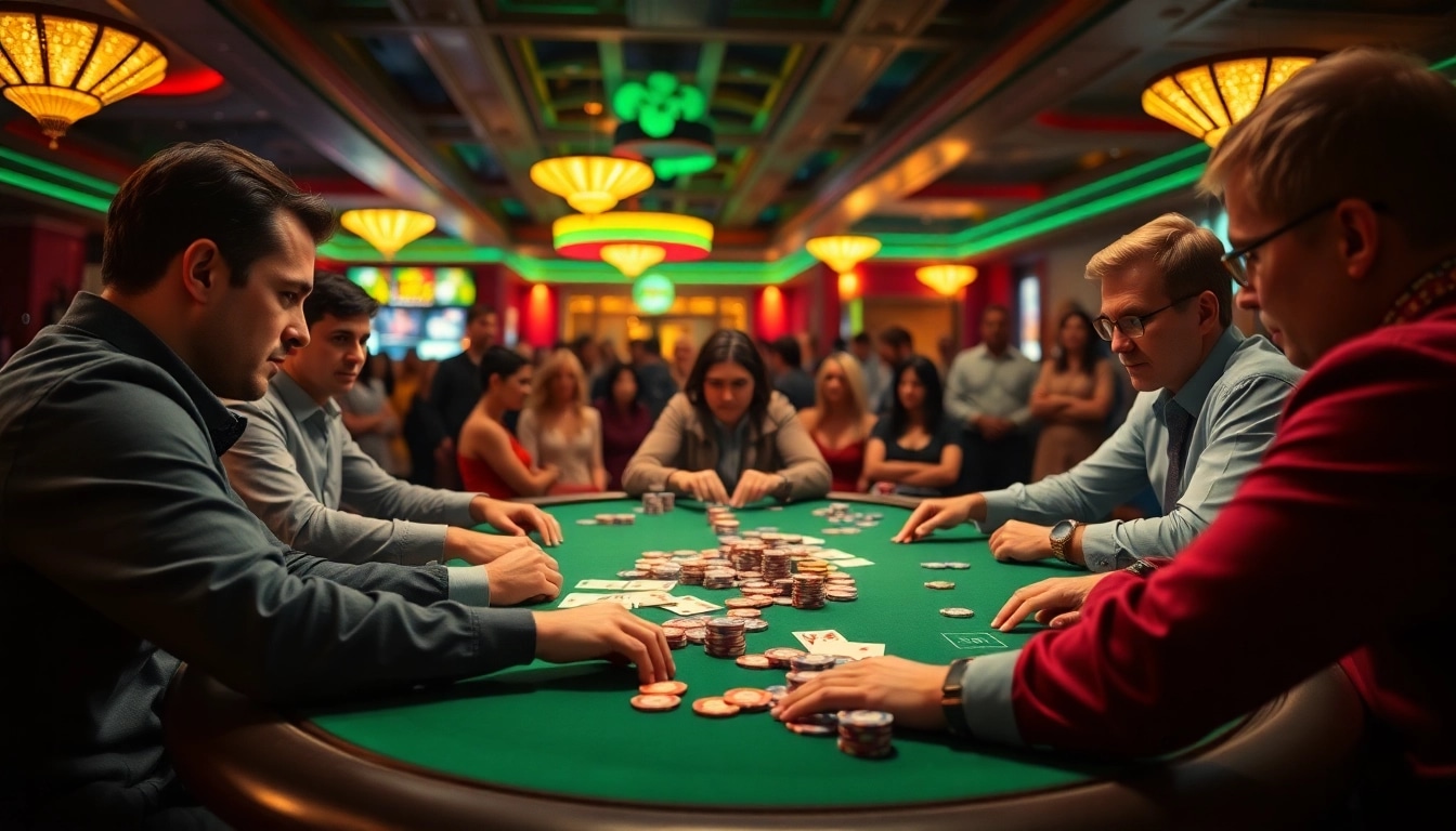 Menggambarkan permainan poker seru di kasino dengan ondel4d yang menegangkan.