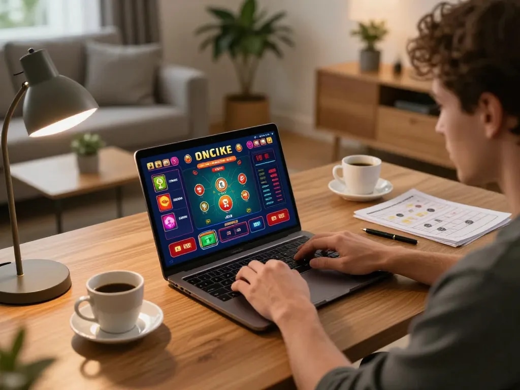 Player enjoying sites not on gamstop while engaging with online casino games at home.