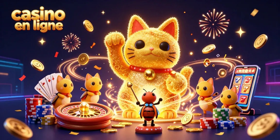 Gagnez avec les jeux de casino en ligne dans une illustration 3D dynamique et colorée