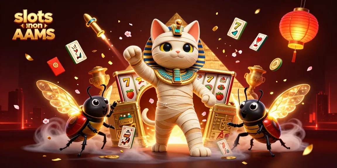 Gioca alle slot non AAMS con la catena di mummie e simboli d'oro in un'atmosfera vibrante.
