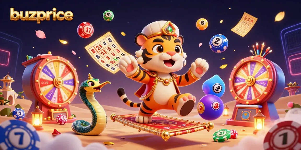 Experience the excitement at buzprice with vibrant lottery balls and a magical scene.