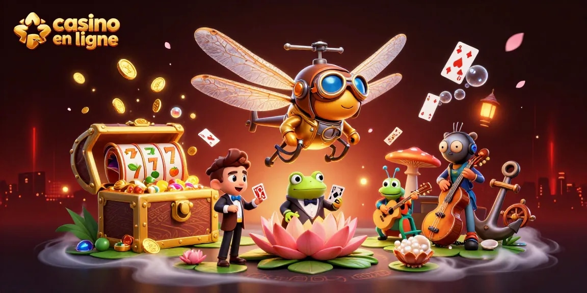Gagnez avec le casino en ligne à une table de jeu animée par un grenouille croupier