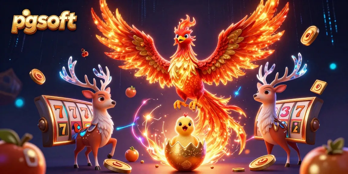 Experience pg soft slots with an ultra-detailed 3D illustration featuring dynamic characters and exciting casino elements.