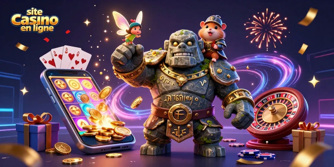 Vivez l'expérience du site casino en ligne avec un golem 3D et des jeux captivants.