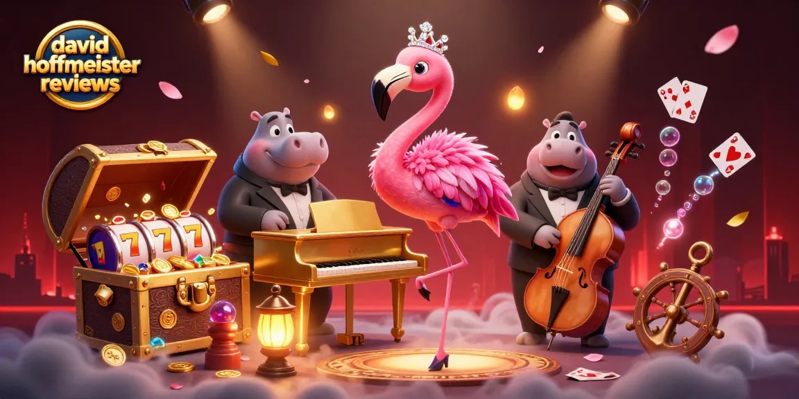 Engage with casino excitement in this lively scene featuring david hoffmeister reviews amidst slot reels and vibrant characters.
