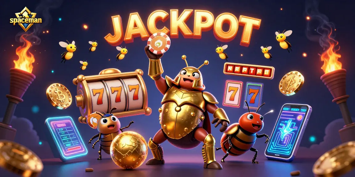 Win big with Spaceman's exciting slots, featuring vibrant characters and casino elements!