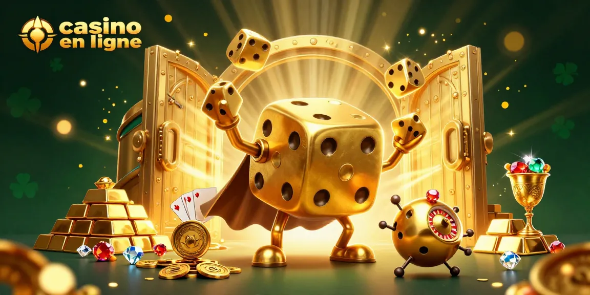 Jouez en toute sécurité sur casino en ligne pour gagner avec des dés dorés et des trésors brillants.