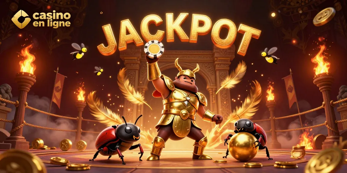 Gagnez au casino en ligne avec l'illustration dynamique de personnages et de jeux.