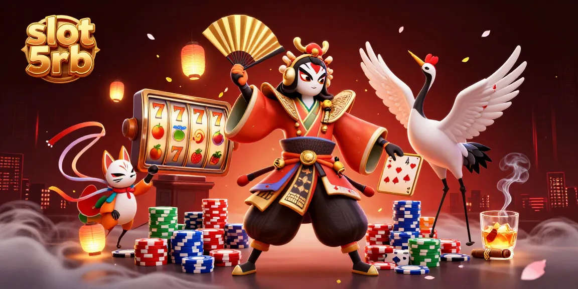 Spin the reels in the vibrant slot 5rb scene with kabuki warriors and dynamic casino elements.