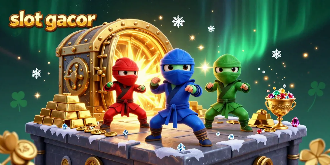 Gameplay slot gacor yang mengasyikkan dengan ninja chameleon dan harta karun berkilauan.