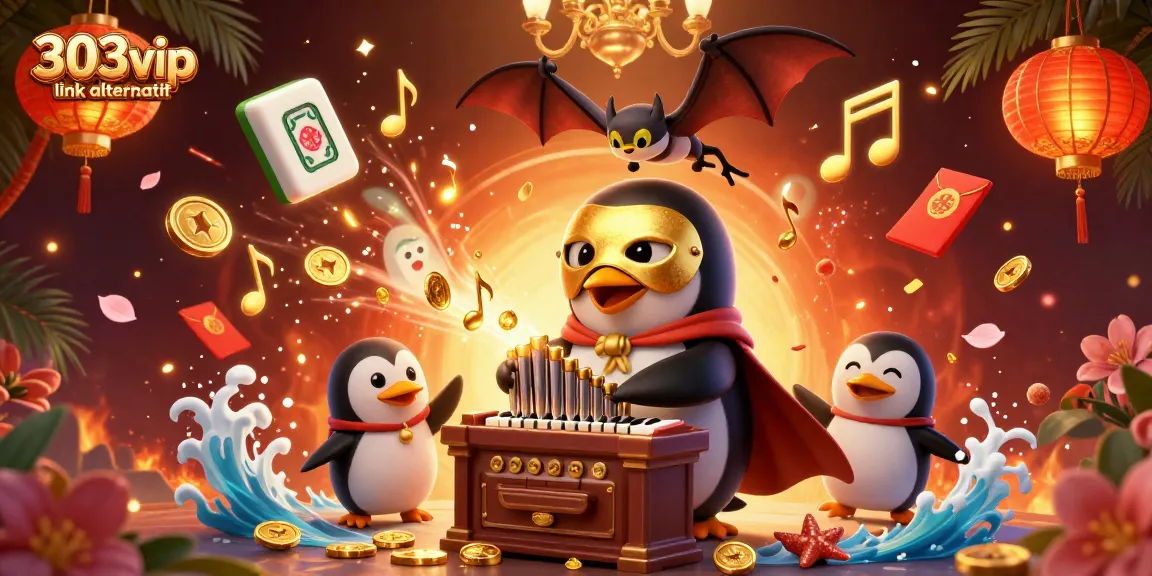 Experience thrilling gameplay with 303vip link alternatif, featuring a lively scene of cartoon characters immersed in casino action.