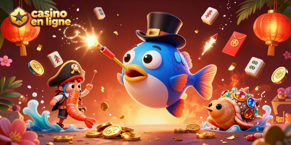 Vivez l'excitation du casino en ligne avec cette illustration captivante de jeux de loterie et de trésors sous-marins.