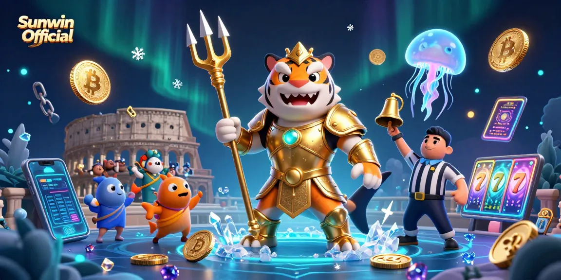 Engage with the Sunwin Official gaming experience featuring a tiger shark in a vibrant casino colosseum.