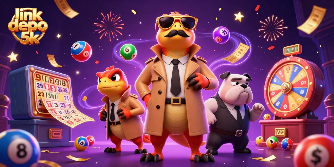 Win big at link depo 5k with colorful elements of casino excitement and fun in this animated scene.