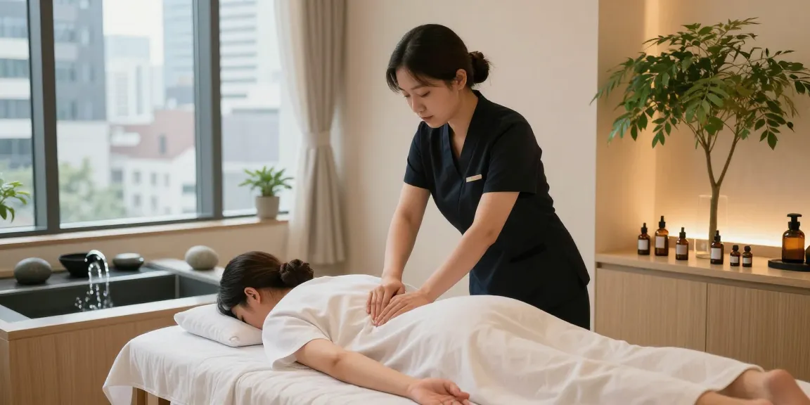Relaxing 강남출장마사지 therapy session in a tranquil wellness center.