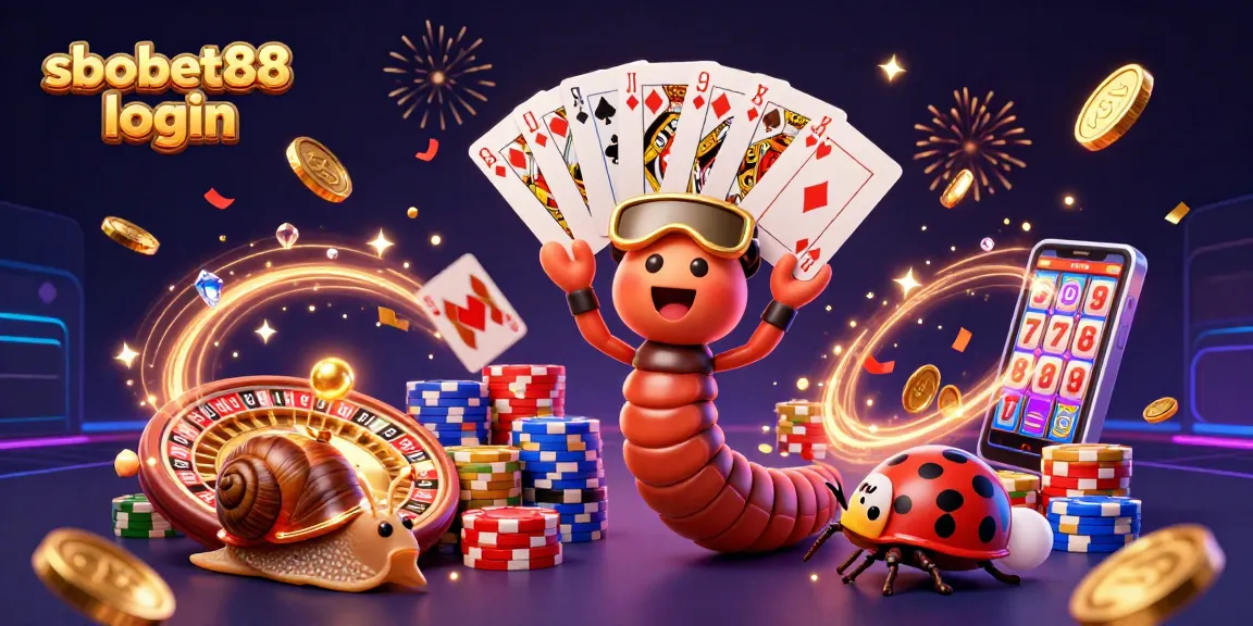 Experience sbobet88 login with exciting casino action illustrated in a vibrant 3D scene.