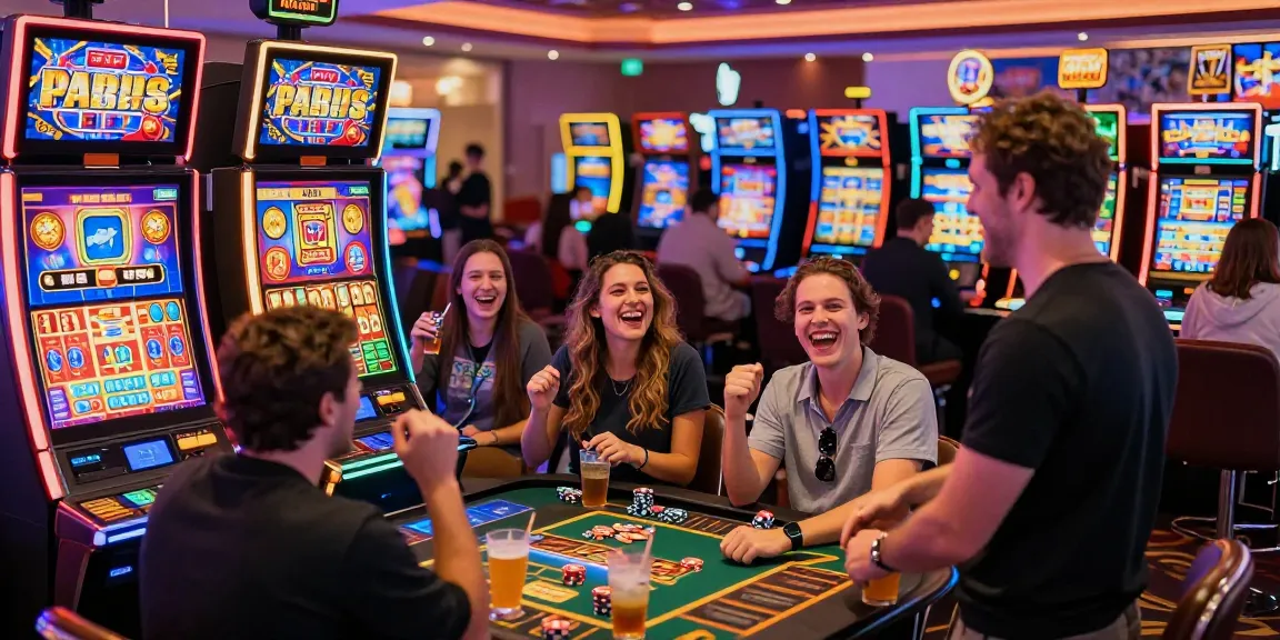 People enjoying exciting gameplay at slot depo 5000 machines in a vibrant casino atmosphere.