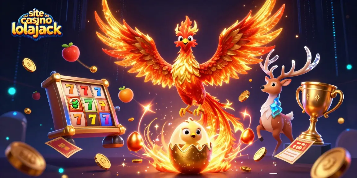 Découvrez une scène dynamique sur le site du casino Lolajack avec une machine à sous et des symboles de jeu.