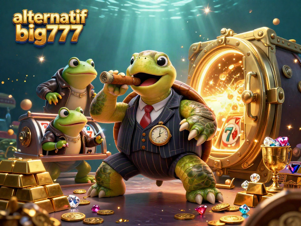 Experience the thrill of alternatif big777 with an engaging casino scene featuring unique characters and slot elements.