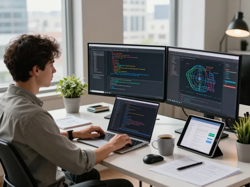 Developer's workspace with code and AI architecture, featuring moltbot ai in use.