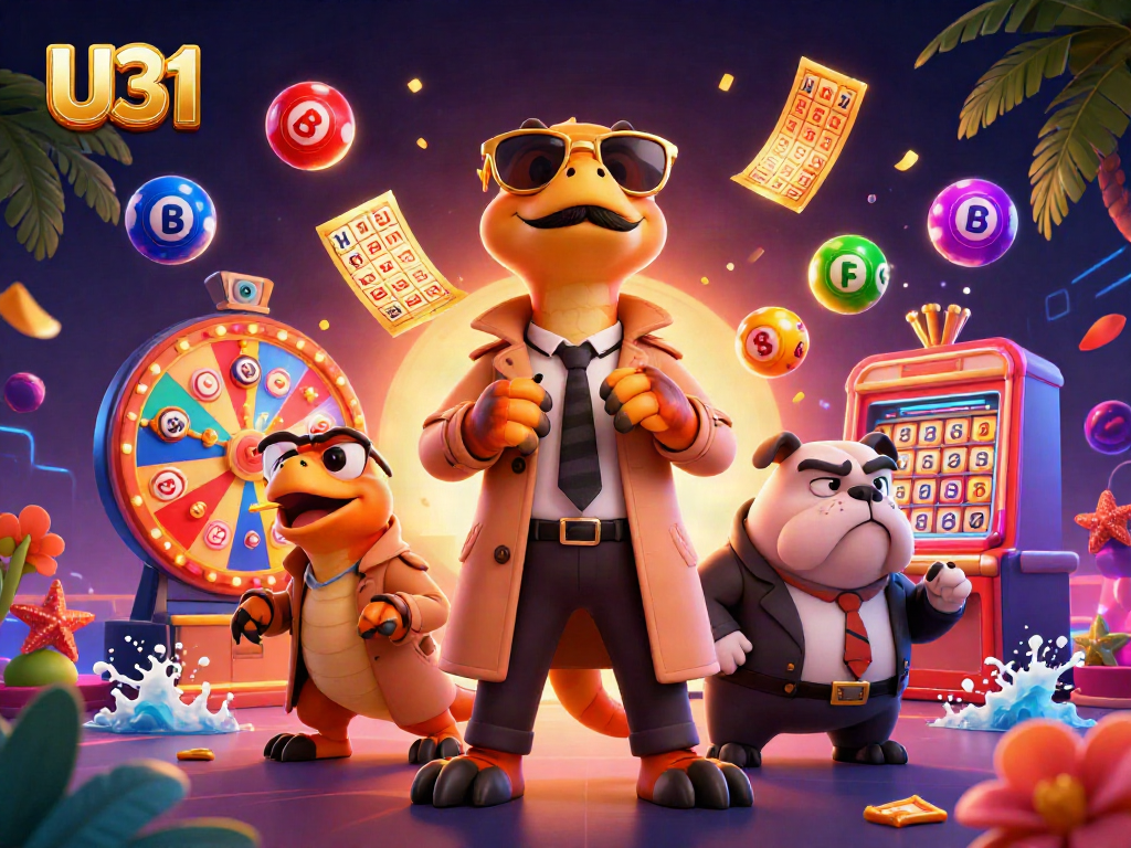 Join the fun with U31 as raptors sneak into a VIP casino lounge amidst a colorful jackpot celebration.