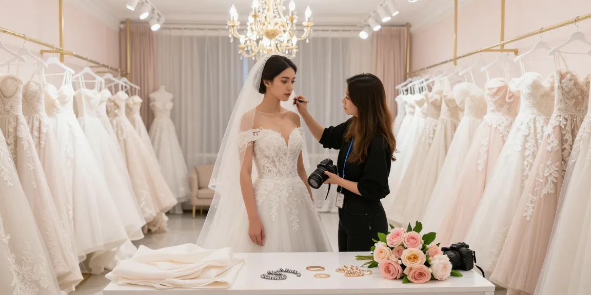 Bridal styling: consulenza di moda per spose in un elegante studio.