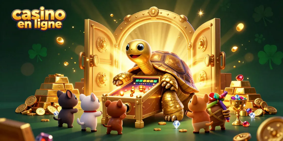 Participez à l'aventure du casino en ligne avec une illustration colorée pleine de richesses et de jeux.