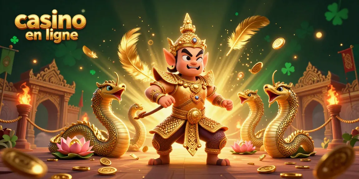 Jouez à des jeux captivants dans un casino en ligne avec un gardien thaï et des serpents Naga.