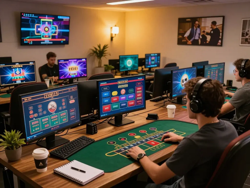 Engaging scene of a player enjoying 888new casino online with multiple gaming screens.