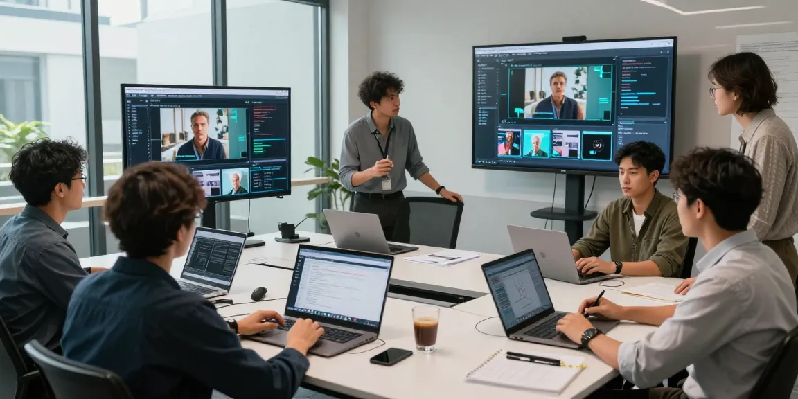 Team collaborating to detect AI images using advanced moderation tools in a modern workspace.