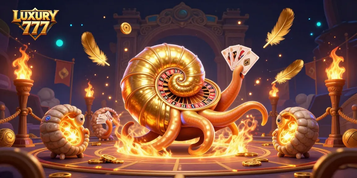 Memenangkan jackpot LUXURY 777 sambil menikmati ilustrasi kasino berkelas dan atmosfer menyala.