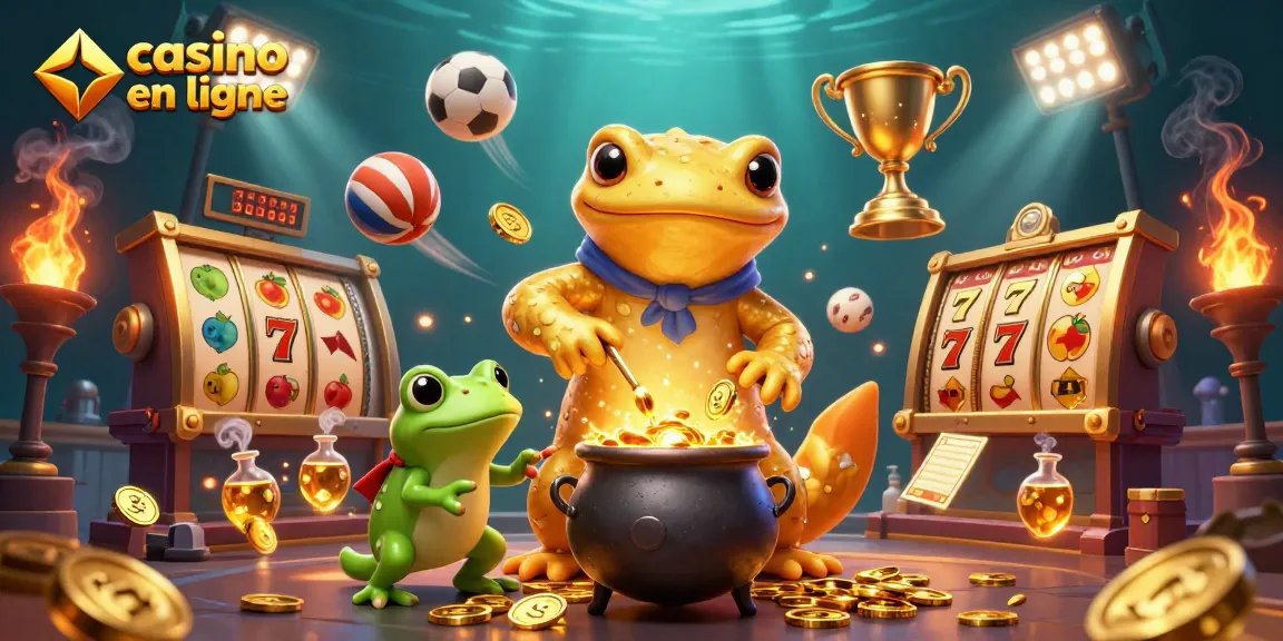 Plongez dans l'univers des jeux avec casino en ligne dans une scène animée pleine de richesses dorées.