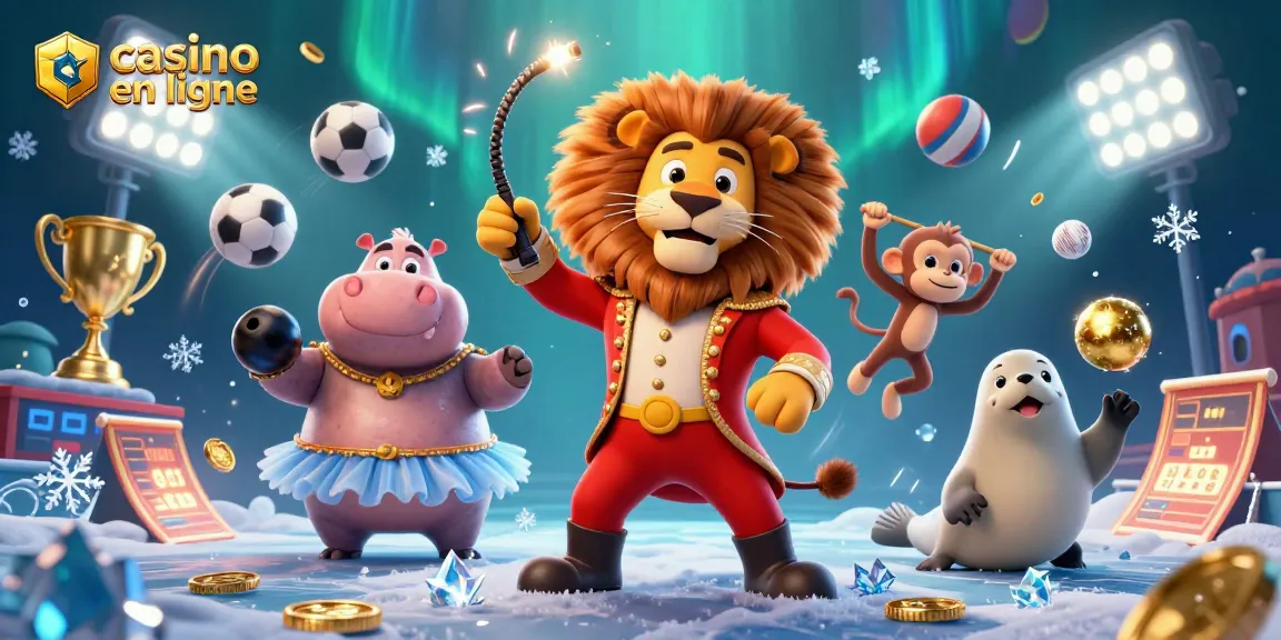 Découvrez le casino en ligne avec un lion chef de cirque et ses amis divertissants, au milieu de jeux dynamiques.