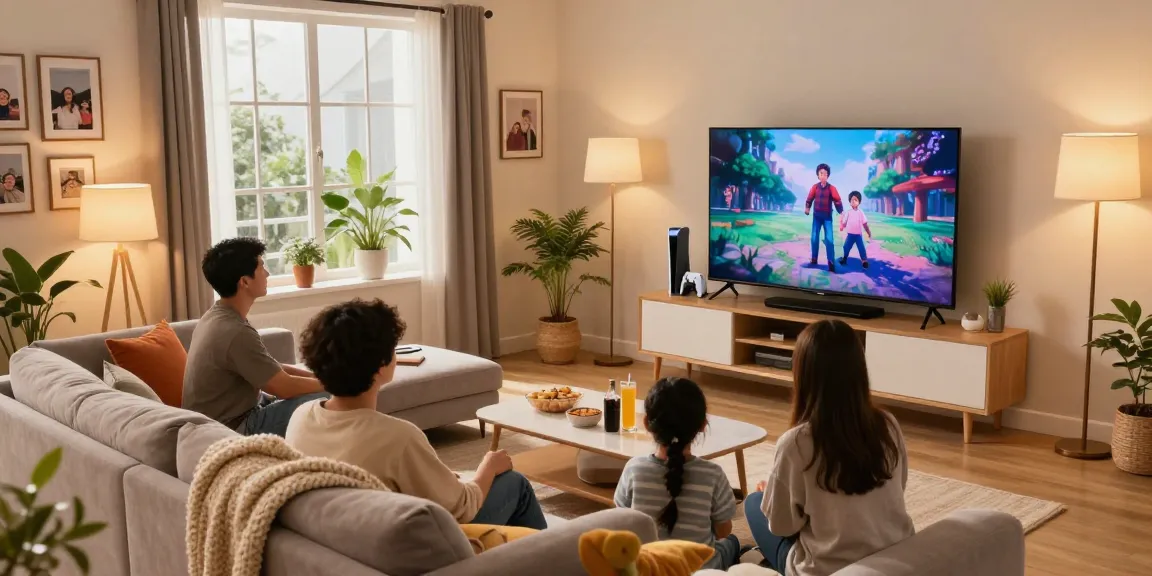 Cozy living room with family enjoying quality time, highlighting depo 5k living space furniture.
