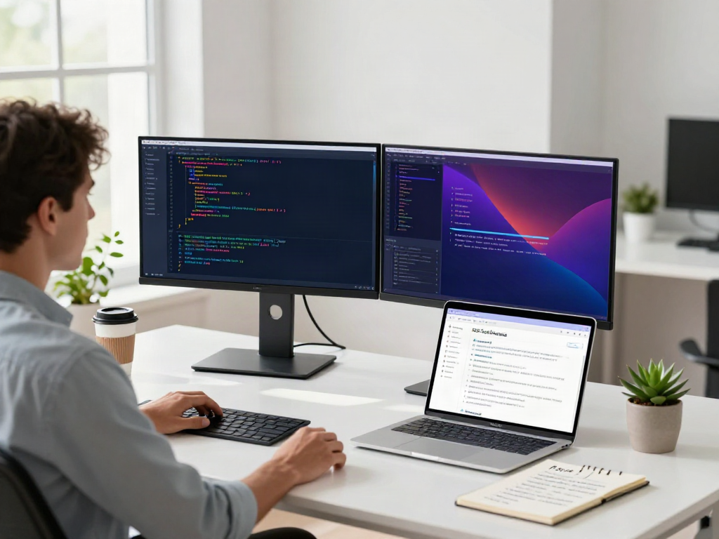 Workspace illustrating how to summarize RSS feeds with AI in a tech environment
