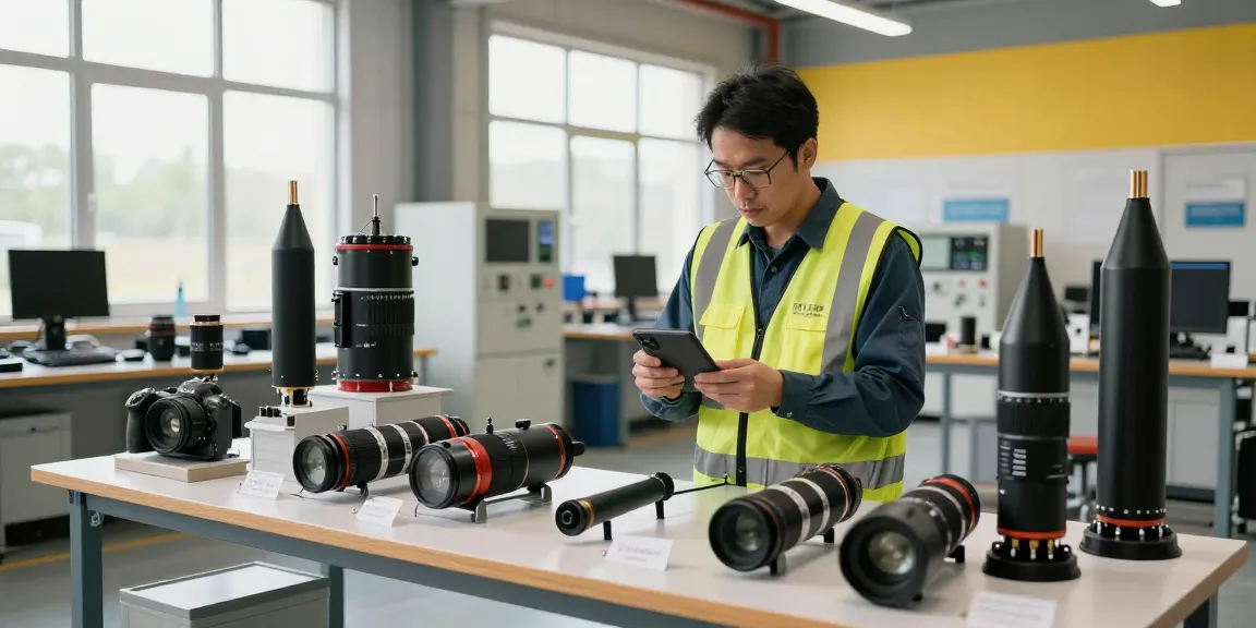 Engineer examining geophones and hydrophones in a professional workspace, showcasing innovative geophone technology.