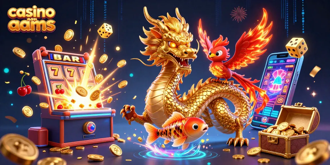 Gioca con i migliori casino non aams, con un drago dorato e simboli fortunati tra le monete volanti.