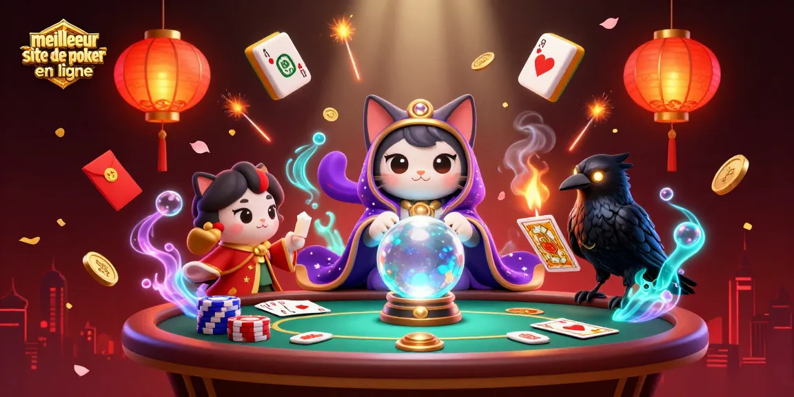 Découvrez le meilleur site de poker en ligne avec une illustration dynamique de cartes et personnages en 3D animés.