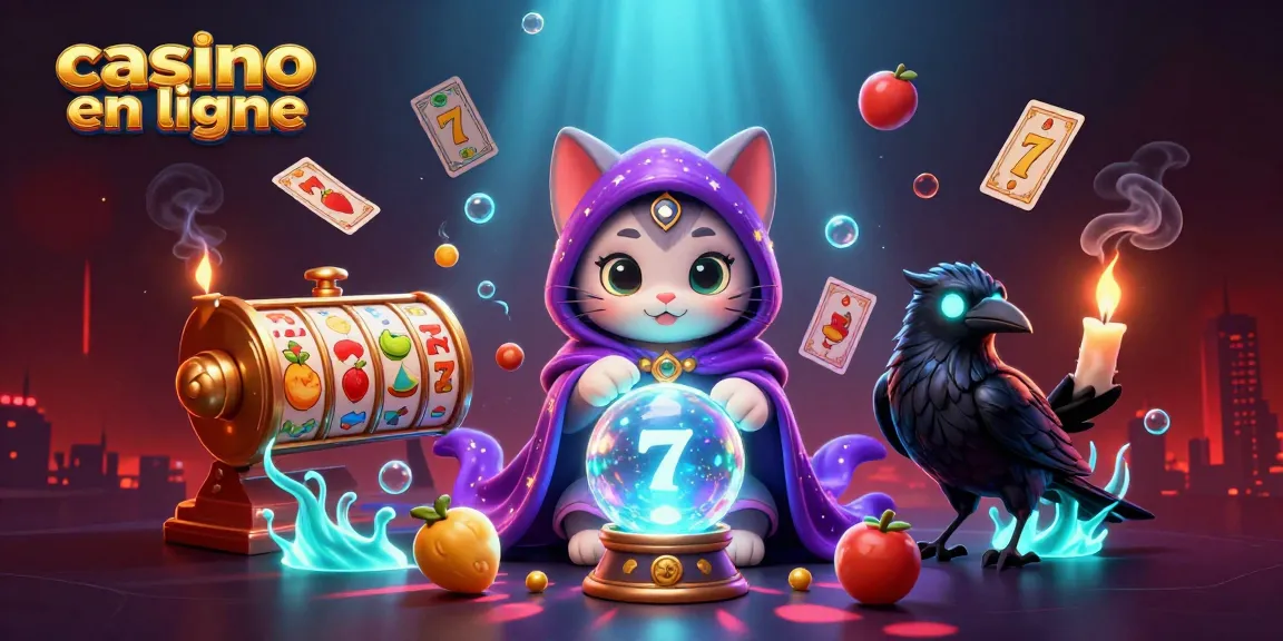 Jouez aux jeux de casino en ligne avec des illustrations captivantes de mystic cat et raven.