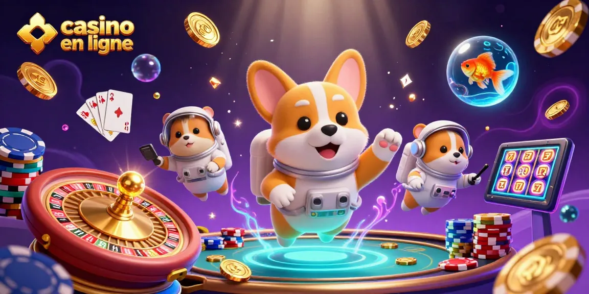 Jouez à des jeux passionnants sur un casino en ligne avec un corgi astronaute et des éléments ludiques flottants dans l'espace